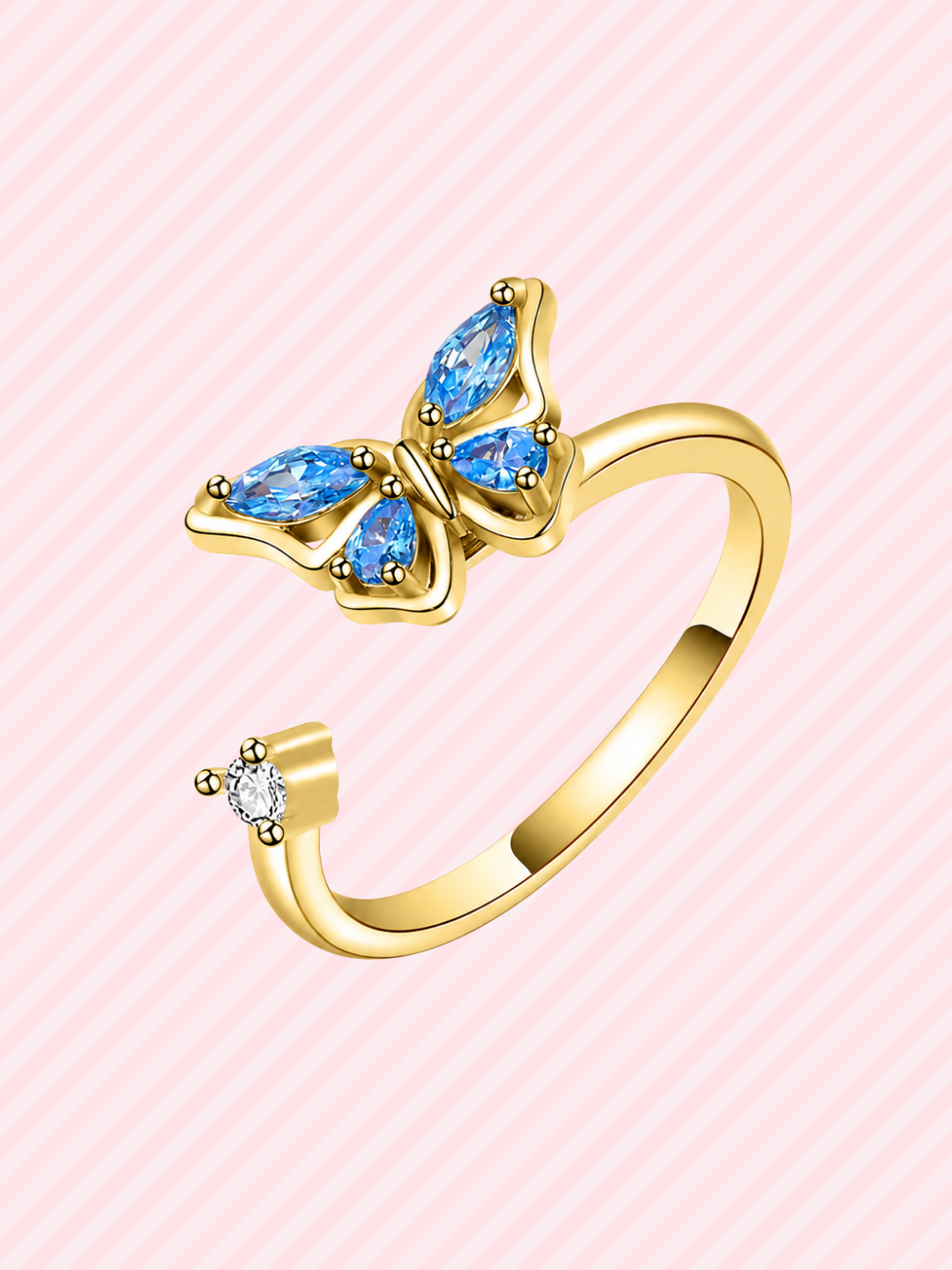 Anillo Mariposa Giratorio Brillante