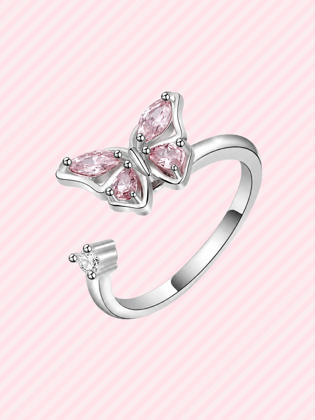 Anillo Mariposa Giratorio Brillante