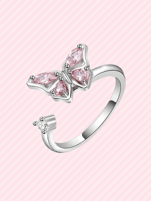 Anillo Mariposa Giratorio Brillante