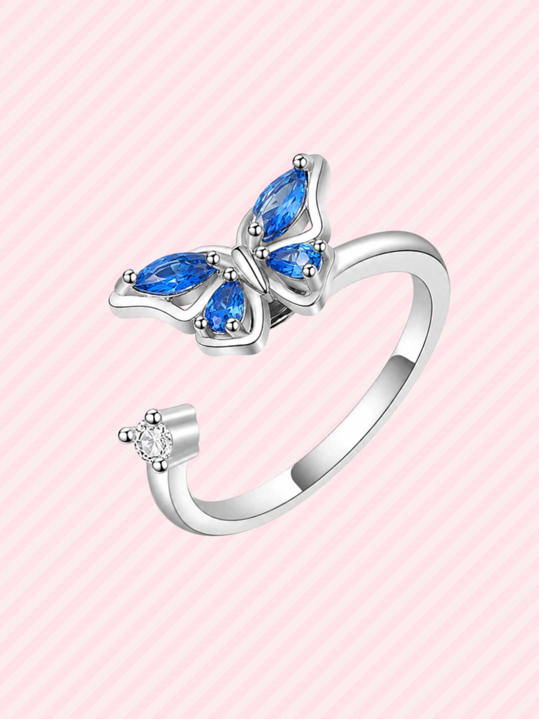 Anillo Mariposa Giratorio Brillante